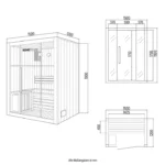 Noorse Sauna – Skyline – 150 x 120 x 190 cm – 2-3 personen – 4,5 kW – L - Afbeelding 15