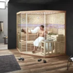 Noorse Sauna – Skyline Big – 200 x 200 x 210 cm – 6 personen – 8 kW – Met kunststenen muur - XL - Afbeelding 15