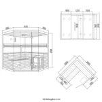 Noorse Sauna – Skyline Big – 200 x 200 x 210 cm – 6 personen – 8 kW – Met kunststenen muur - XL - Afbeelding 17
