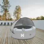 Bubbelbad Opblaasbaar – Met beschermzeil, filterset, Kussen, Bekerhouder en Zonnekap – Whirlpool – 6 Personen – Betonlook - Afbeelding 5