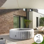 Bubbelbad Opblaasbaar – Met beschermzeil, filterset, Kussen, Bekerhouder en Zonnekap – Whirlpool – 6 Personen – Betonlook - Afbeelding 4