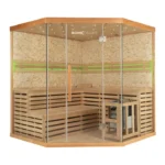 Noorse Sauna – Skyline Big – 200 x 200 x 210 cm – 6 personen – 8 kW – Met kunststenen muur - XL