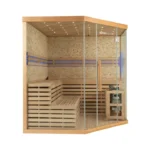 Noorse Sauna – Skyline Big – 200 x 200 x 210 cm – 6 personen – 8 kW – Met kunststenen muur - XL - Afbeelding 10
