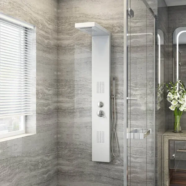 Douchepaneel Cascata met regendouche - Inclusief thermostaatfunctie - Antikalksproeiers - Wit