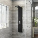 Douchepaneel Cascata met regendouche - Inclusief thermostaatfunctie - Antikalksproeiers - Zwart