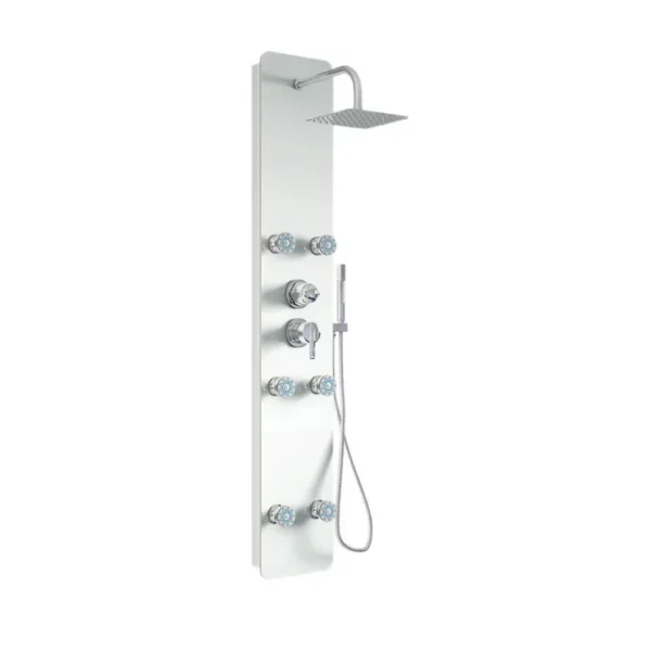 Douchepaneel Dive met regendouche – Tropische douche, Handdouche en Massagestralen - Antikalksproeiers – Wit