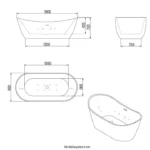 Vrijstaand bad Ovalo Plus – Whirlpool - Inclusief overloopbeveiliging, sifon en sluiting – 180 x 90 cm – Wit - Afbeelding 9