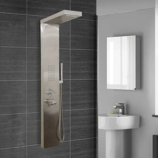 Douchepaneel Cascata met regendouche - Inclusief thermostaatfunctie - Antikalksproeiers - RVS