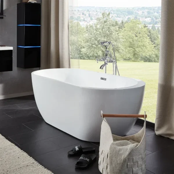 Vrijstaand bad Codo - Inclusief overloopbeveiliging, sifon en sluiting - 170 x 80 cm - Wit