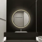 Badkamerspiegel Dubi - Led - Rond - Met moderne touchdimmer - Zwart - 80 cm