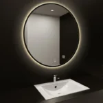Badkamerspiegel Dubi - Led - Rond - Met moderne touchdimmer - Zwart - 60 cm - Afbeelding 3