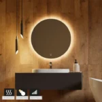 Badkamerspiegel Sila – Led - Met Anti condenssysteem met verwarmingsfolie - Met moderne touchdimmer - Rond - 60 cm