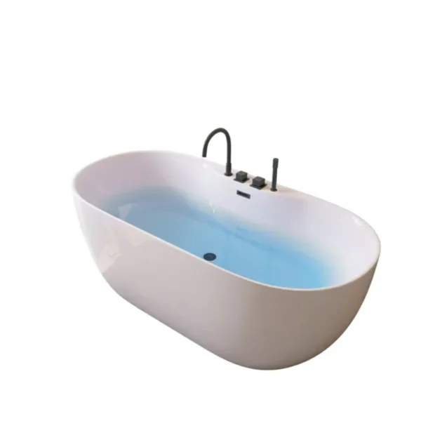 Vrijstaand bad Leni met zwart armatuur – Incl. overloopbeveiliging, afvoerset – 170 x 80 cm – Wit