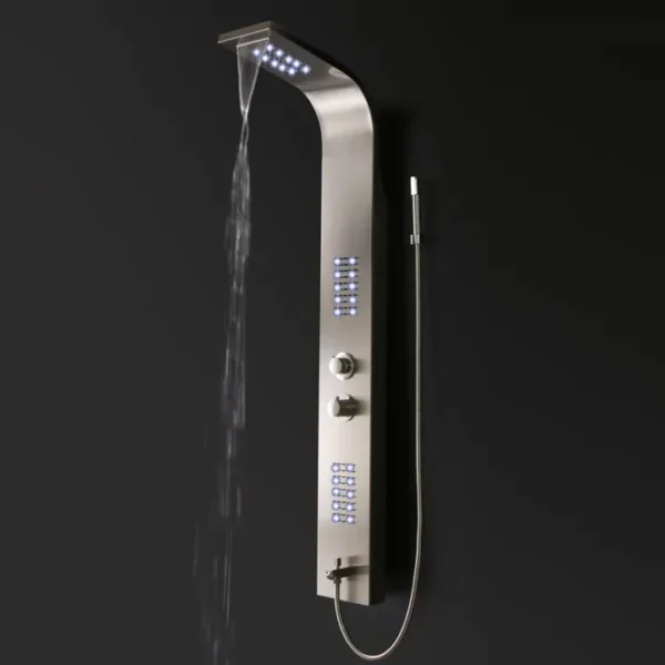 Douchepaneel Orinoco met regendouche – 3 LED verlichtingsvelden – Inclusief thermostaatfunctie – RVS