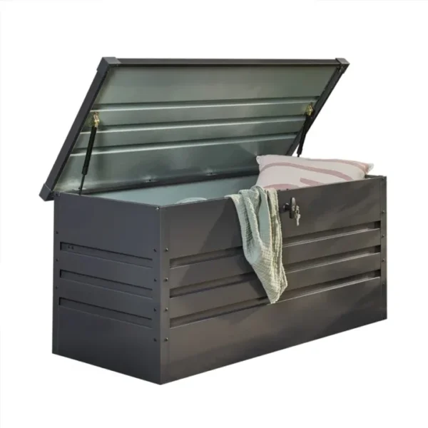 Metalen Opbergbox XXL - Terras/Tuin - Afsluitbaar met sleutel - 158 x 64 cm 600l - Antraciet