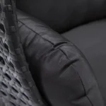 Polyrattan hangstoel voor 2 personen - Met regenhoes - Inclusief kussens - Tot 250 kilo - Zwart - Afbeelding 6