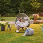 Polyrattan hangstoel voor 2 personen - Met regenhoes - Inclusief kussens - Tot 250 kilo - Grijs - Afbeelding 7