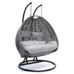 Polyrattan hangstoel voor 2 personen - Met regenhoes - Inclusief kussens - Tot 250 kilo - Grijs - Afbeelding 13
