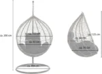 Polyrotan hangstoel met regenhoes - Inclusief kussens - Tot 120 kg - Zwart - Afbeelding 4