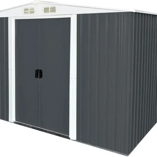 Gereedschapsschuur - Ruimtebesparend - Met lessenaarsdak en vleugeldeuren - Verzinkt plaatstaal - 258 x 177 cm - XL