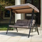 Hollywoodschommel Descanso - 3-zits schommelbank - 115 x 198 cm - Inclusief hoes - Beige - Afbeelding 4