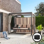 Paviljoen - Gazebo tuinligstoel met beschermhoes - 236 x 180 x 210 cm - inclusief zijwanden - Antraciet - Afbeelding 12