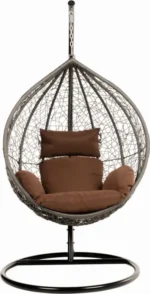 Hangstoel Simba - Inclusief Kussens - Met regenhoes - Polyrotan - Grijs/Bruin - Afbeelding 5
