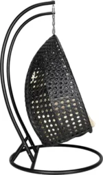 Polyrattan hangstoel Deluxe voor 2 personen - Met regenhoes - Inclusief kussens - Tot 250 kilo - Zwart - Afbeelding 3