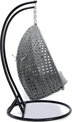Polyrattan hangstoel voor 2 personen - Met regenhoes - Inclusief kussens - Tot 250 kilo - Grijs - Afbeelding 3