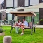 Hollywoodschommel Descanso - 3-zits schommelbank - 115 x 198 cm - Inclusief hoes - Beige - Afbeelding 13