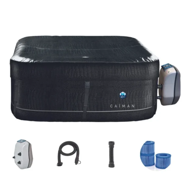 Opblaasbare Netspa – Hottub – Bubbelbad – 4 personen – krokodillenkunstleer - 168 x 168 cm – Inclusief beschermhoes en accessoires