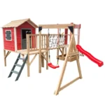 Speelpark Wonderland - Speelpark met glijbaan, schommel, Klimrek en blokhuisje - 555 x 340 x 215 cm - Afbeelding 9