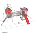 Speelpark Wonderland - Speelpark met glijbaan, schommel, Klimrek en blokhuisje - 555 x 340 x 215 cm - Afbeelding 2